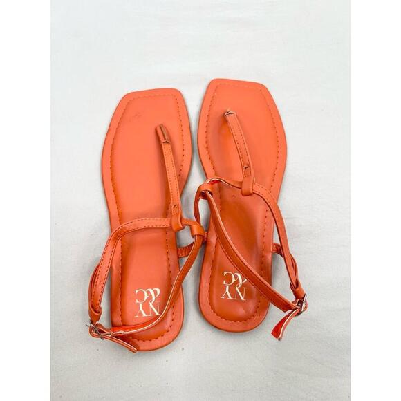 Ny&Co Orange Ankle T Strap Open Toe Thong Sandals Womens Size 8.5 - Picture 3 of 7